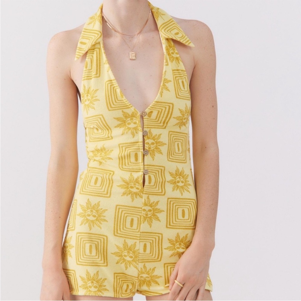 Urban Outfitters Trisha Golden Sun Terrycloth Romper